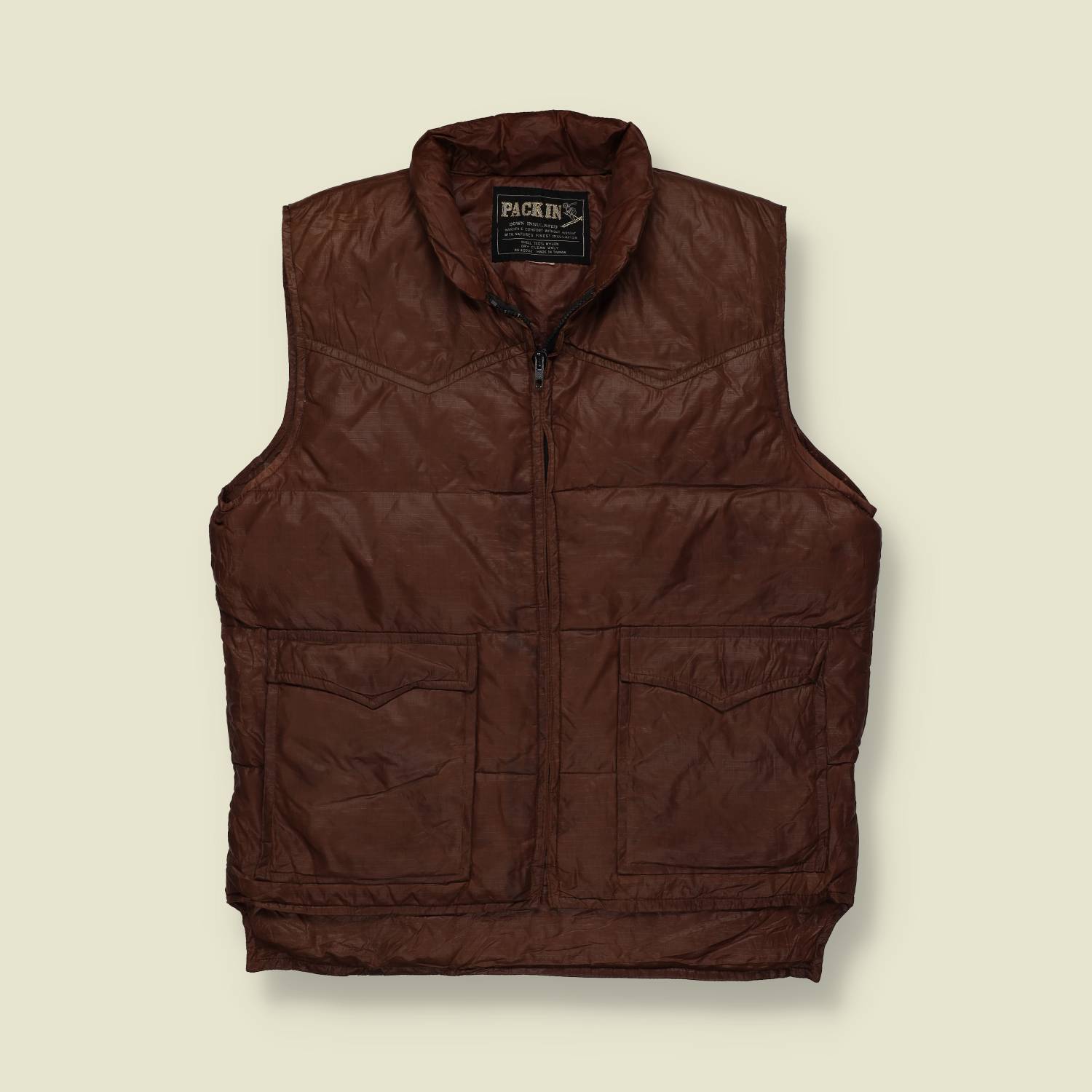 1970s-80s | Pack In | Western Padded Gilet – Brown - XL