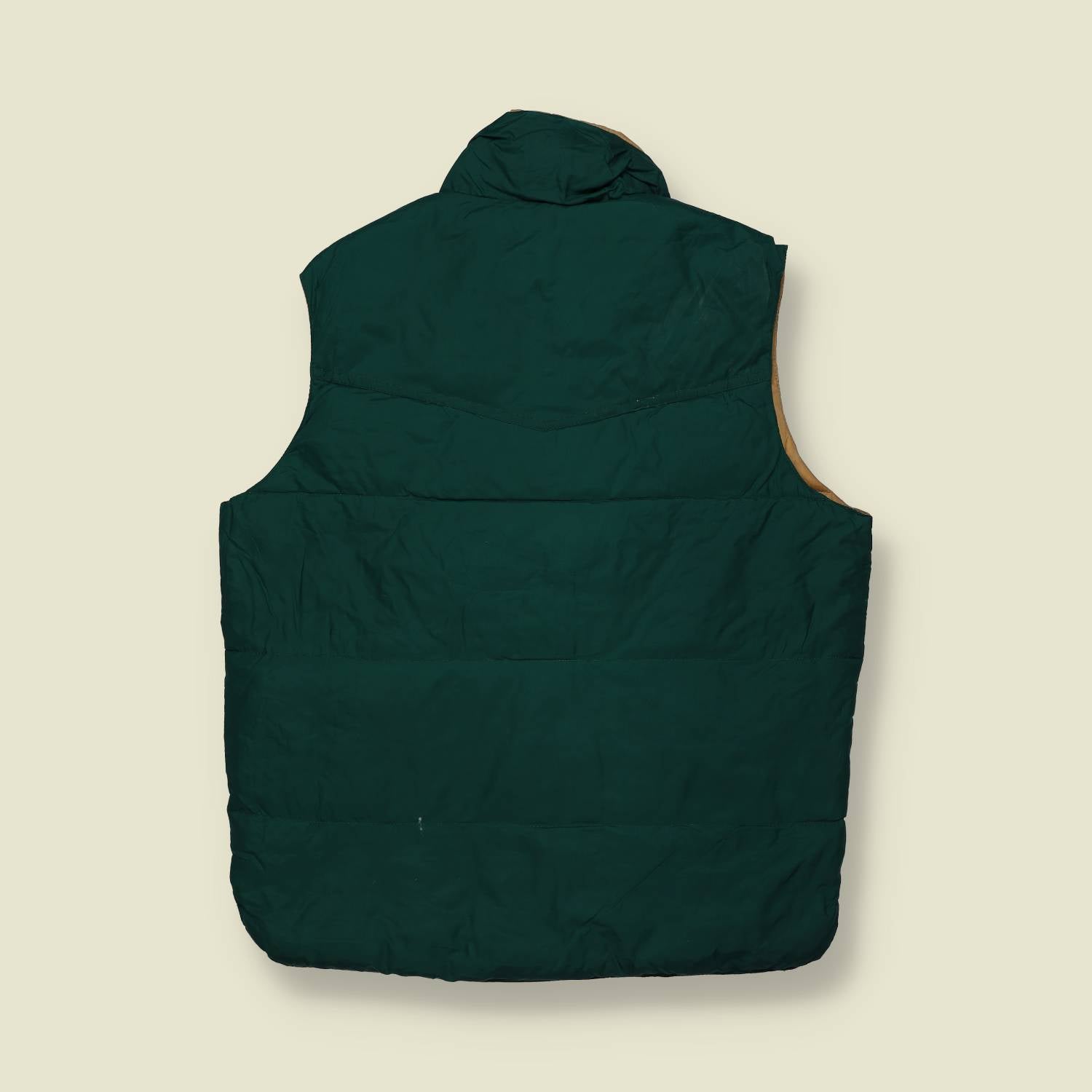 1970s | Western Quilted Gilet | Green & Tan – M