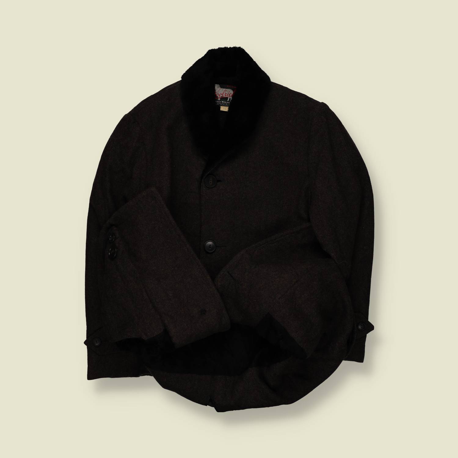 1950s | Woolrich | Fur Collar Wool Coat – Grey - XL