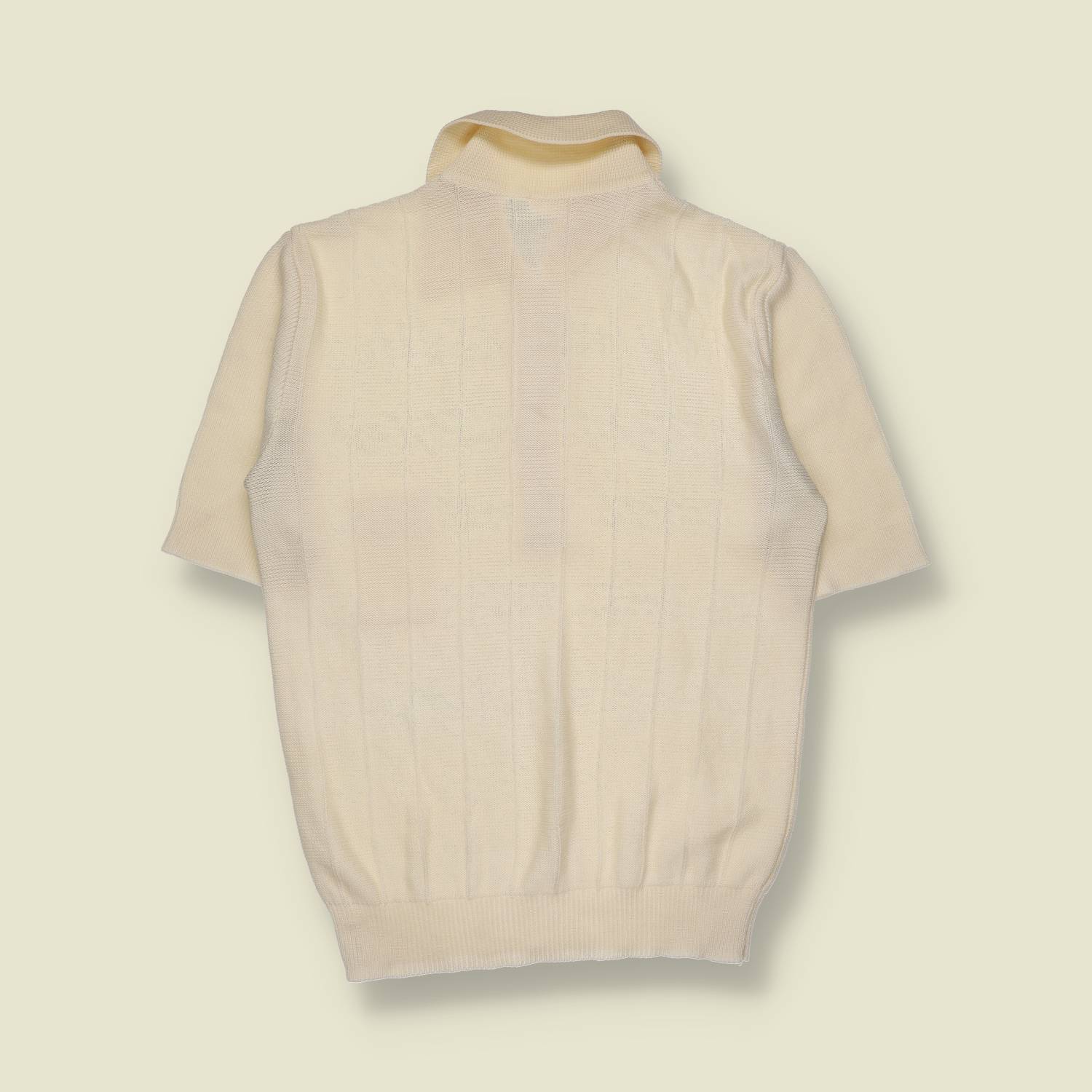 1960s | Knit Polo Shirt | Short Sleeve – Cream - XS