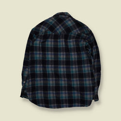 1970s | Pendleton | Western Snap Shirt | Blue Green Plaid | Made In USA - XL