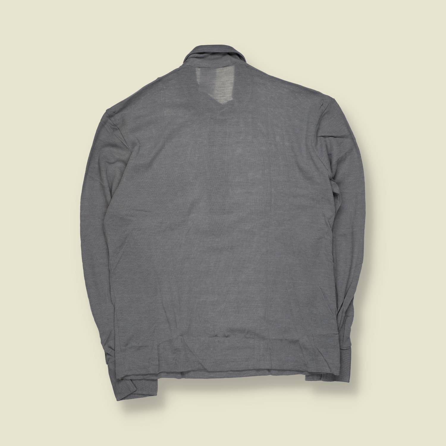 1970s | TGL | Deadstock Long Sleeve Polo – Grey | Made In Scandinavia - M