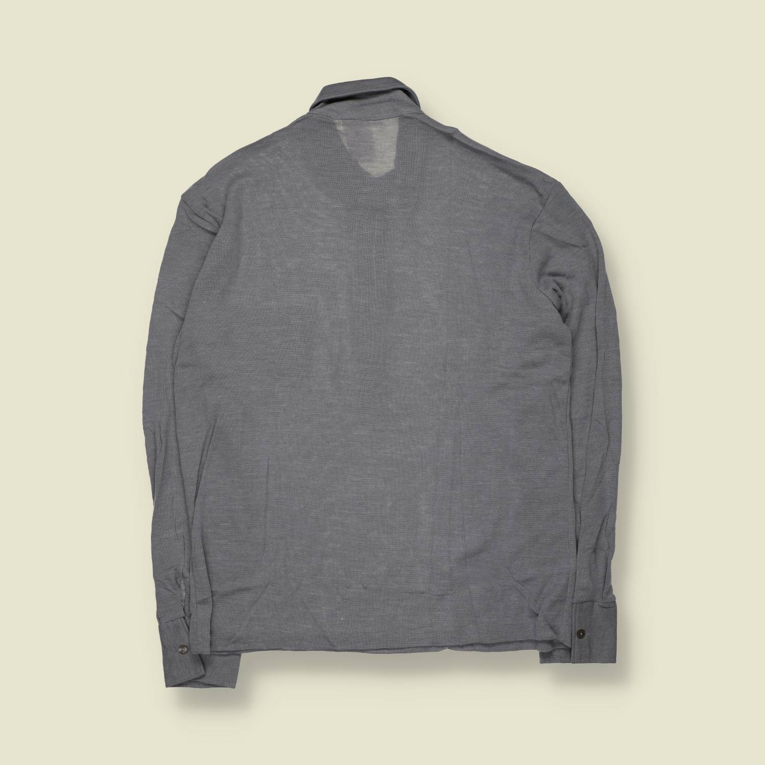 1970s | TGL | Long Sleeve Polo – Grey | Made In Scandinavia - M