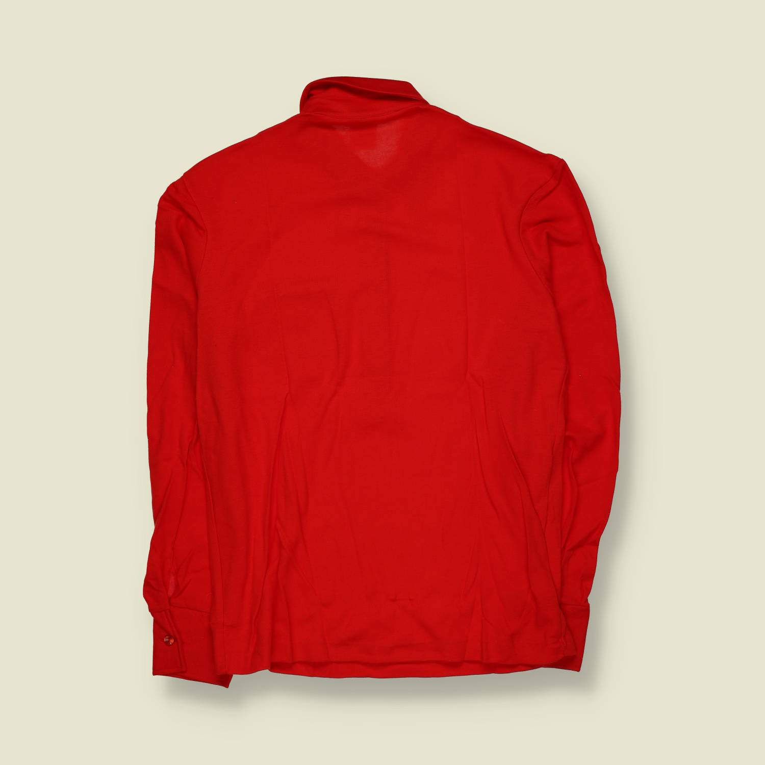 1970s | TGL | Deadstock Long Sleeve Polo – Red | Made In Sweden - XS