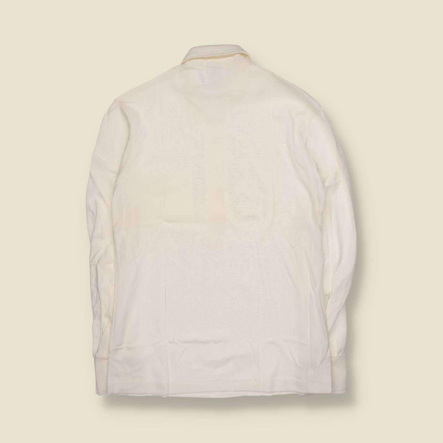 1970s | TGL | Deadstock Long Sleeve Polo – Cream | Made In Sweden - XS