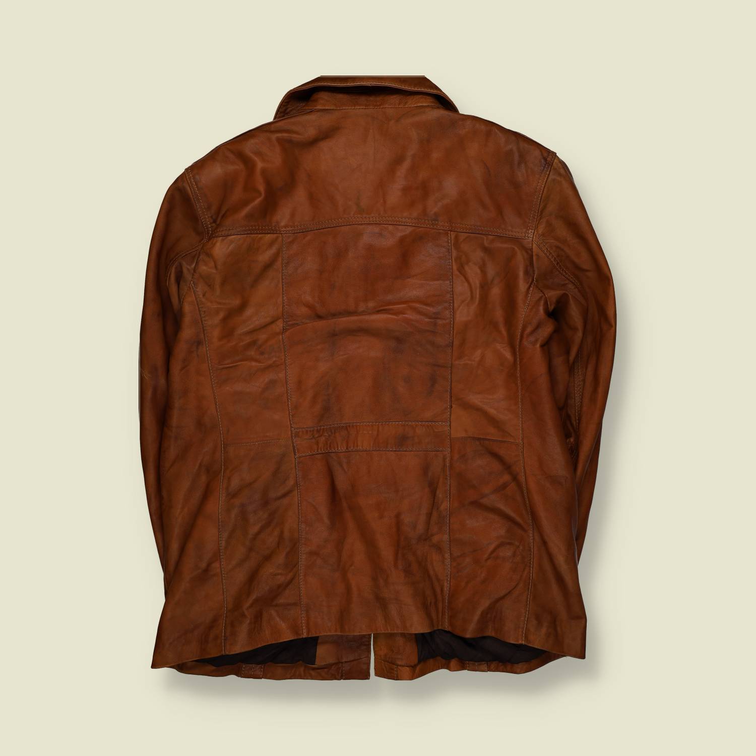 1990s | Leather Coat | 1970s Style | Tan Brown - L