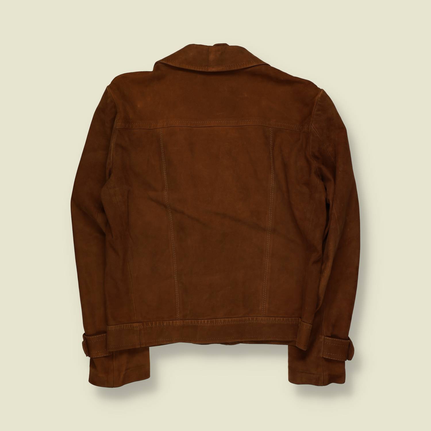 1960s–1970s | Suede Leather Jacket | Wooden Button Front | Tan - XS