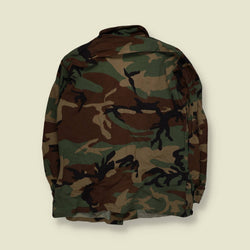 1980s–1990s | OG-107 Field Shirt |  Woodland Camouflage BDU Field Shirt - M