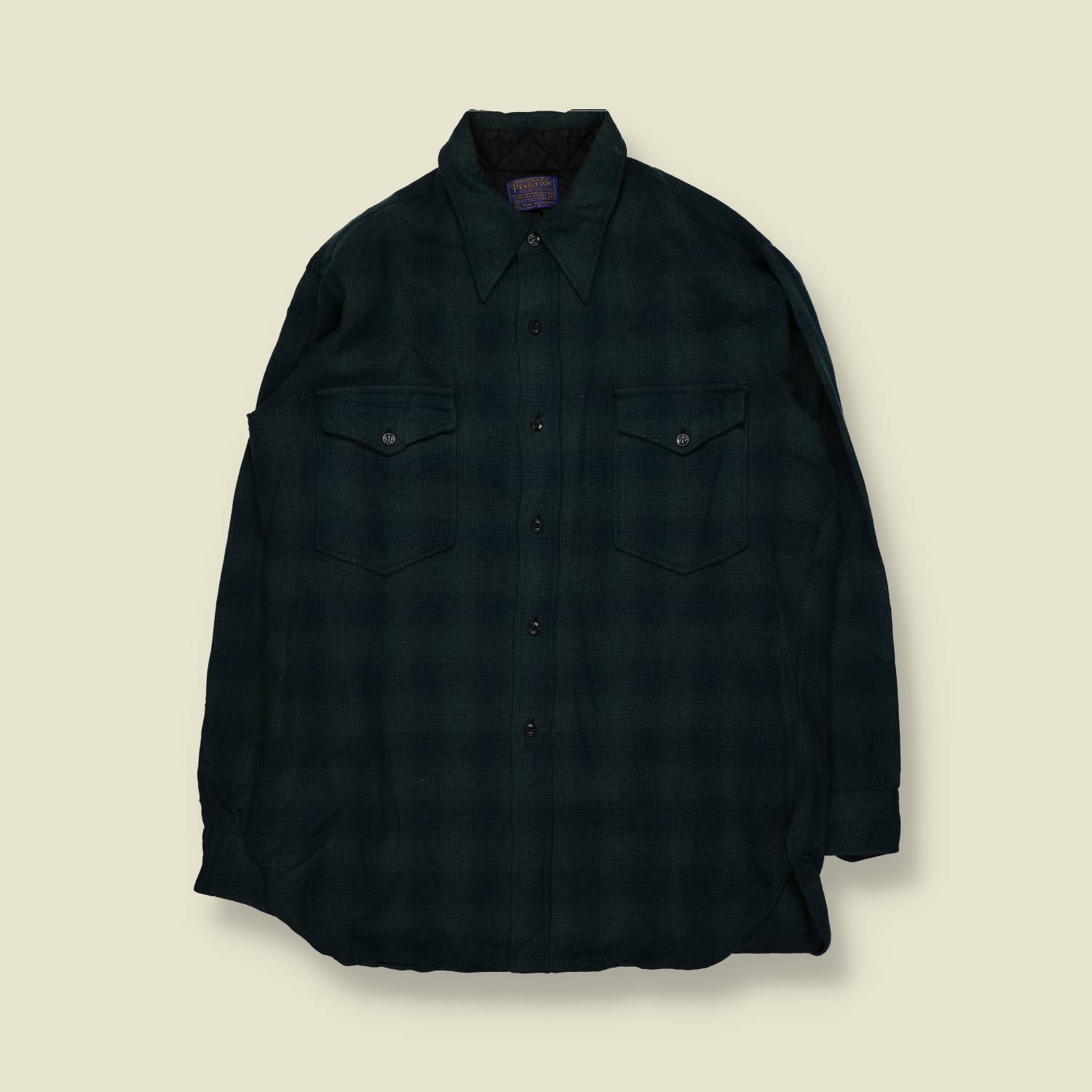 1960s | Pendleton | Button Front Shirt | Deep Green | Made In USA - XXL