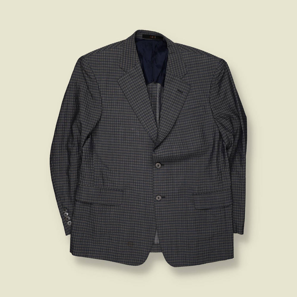 1980s | DAKS | Checked Blazer | Navy / Green - M
