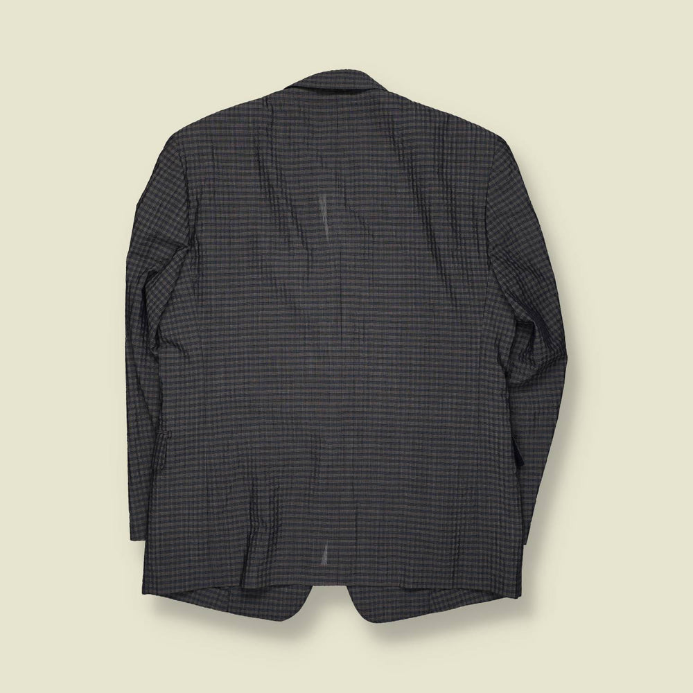 1980s | DAKS | Checked Blazer | Navy / Green - M