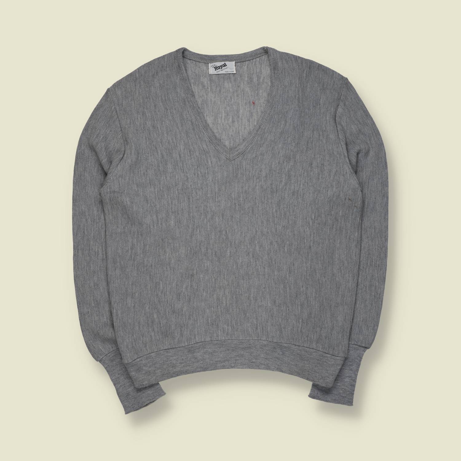 1970s | Royal Golf | V-Neck Jumper | Grey | Made In USA – S