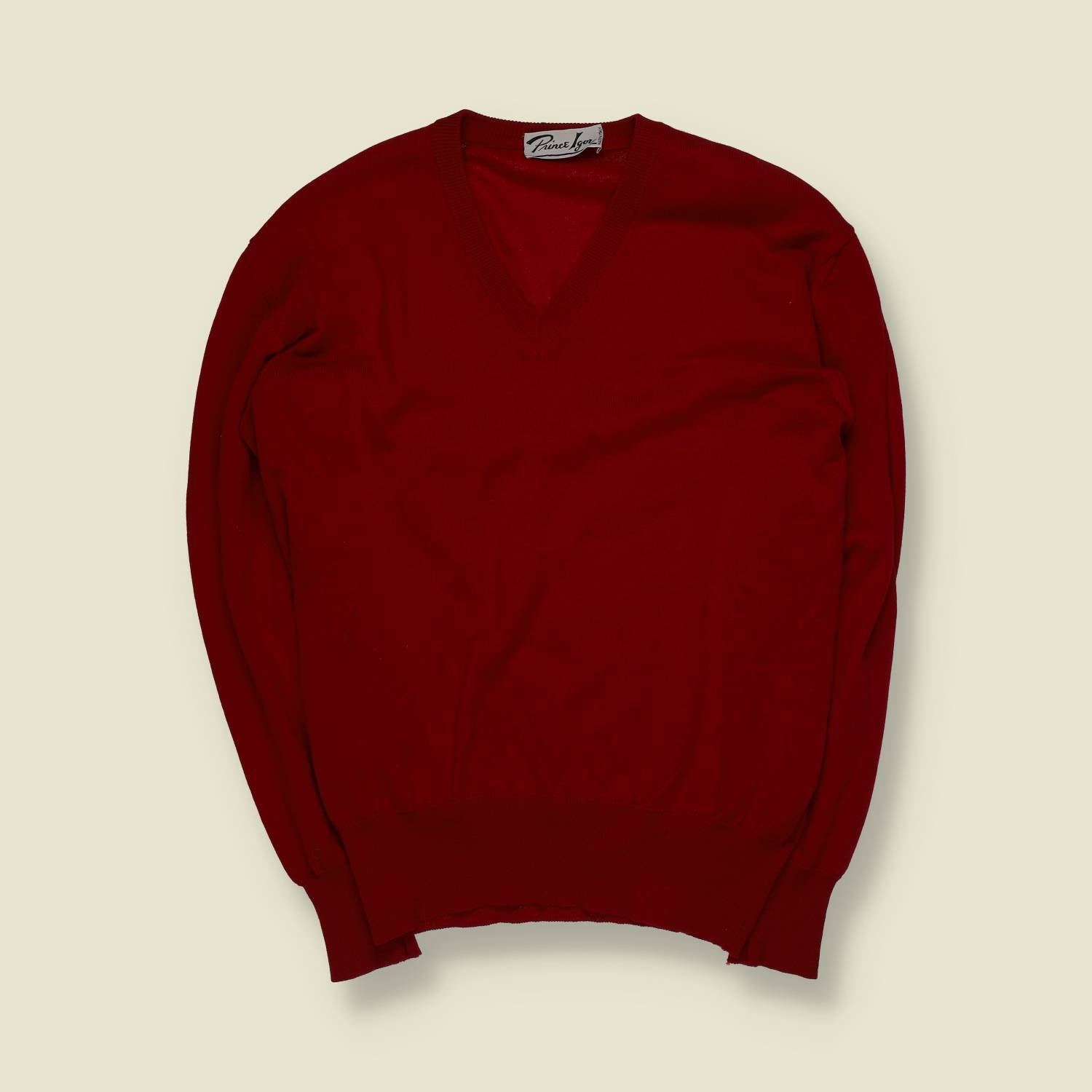 1970s | Prince Igor | V-Neck Jumper | Red | Made In Italy – XS