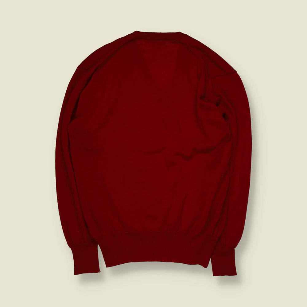 1970s | Prince Igor | V-Neck Jumper | Red | Made In Italy – XS