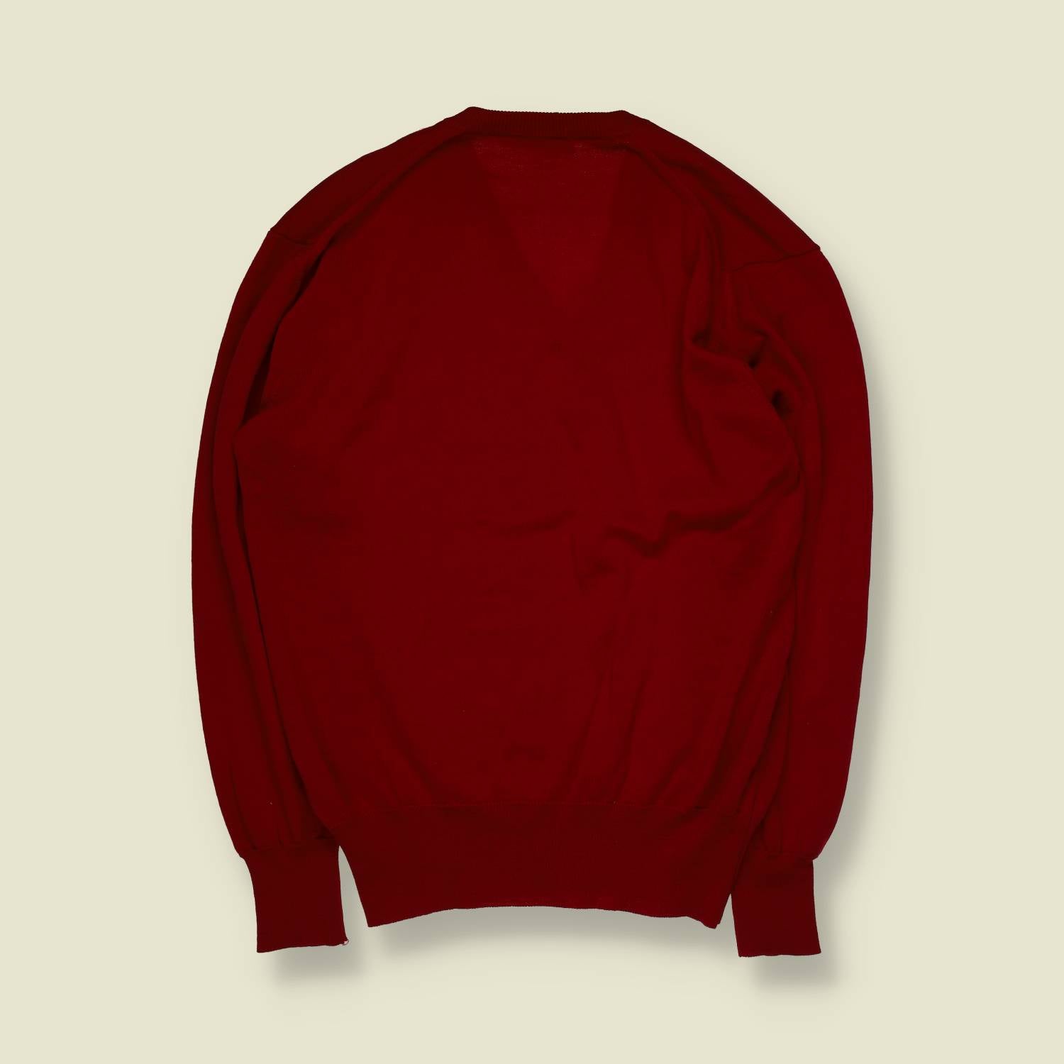 1970s | Prince Igor | V-Neck Jumper | Red | Made In Italy – XS