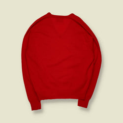 1970s | Pine State | V-Neck Knit | Red | Made In USA – L