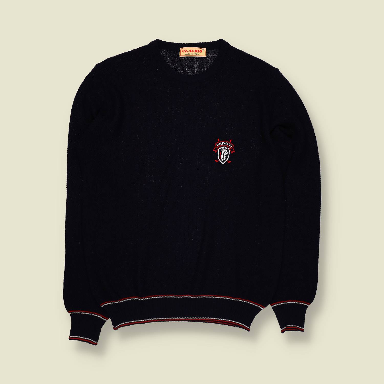 1970s | Claudio | Crew Neck Knit | Navy | Made In Italy – XS