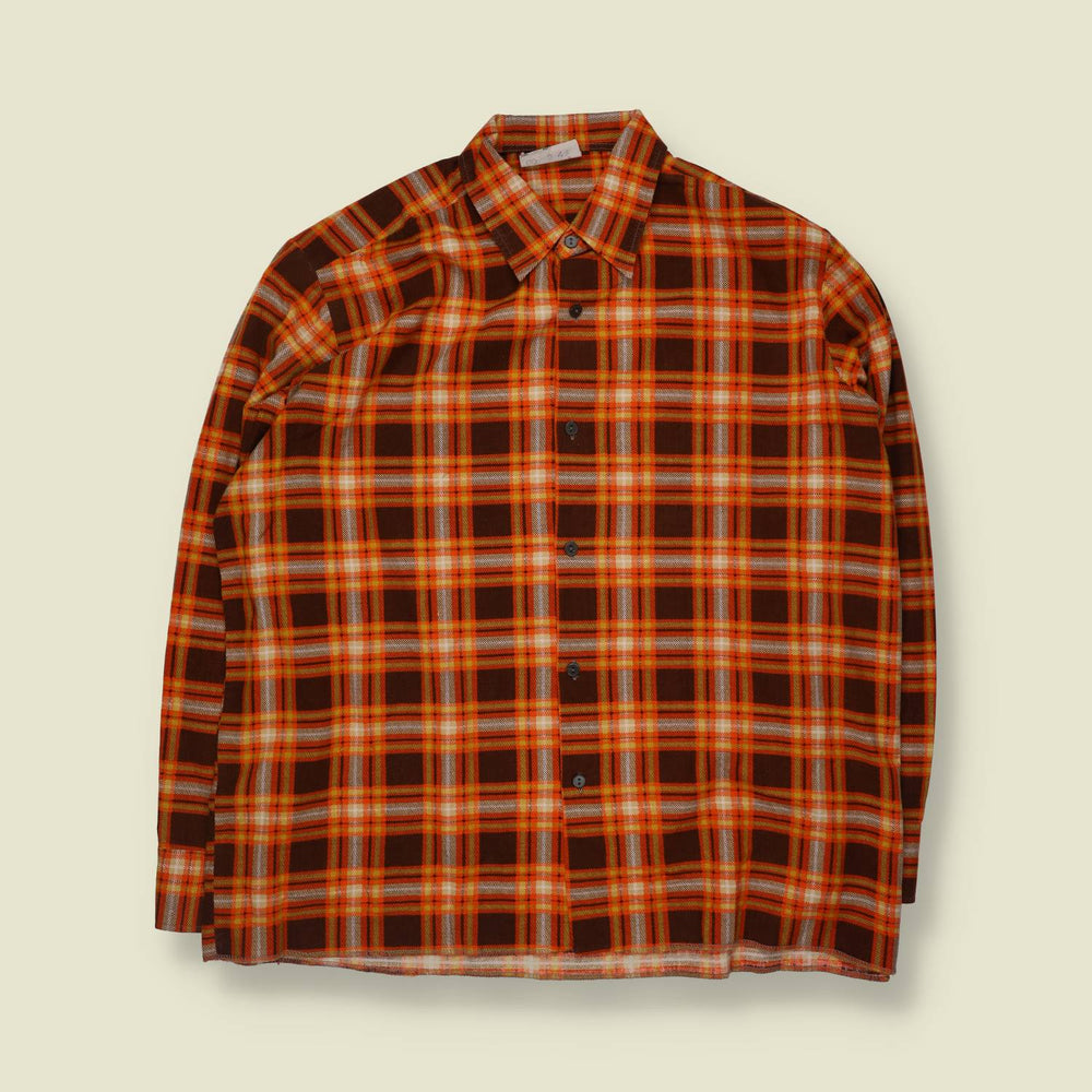 1970s | Sohaj | Flannel Shirt | Orange And Brown - XXL