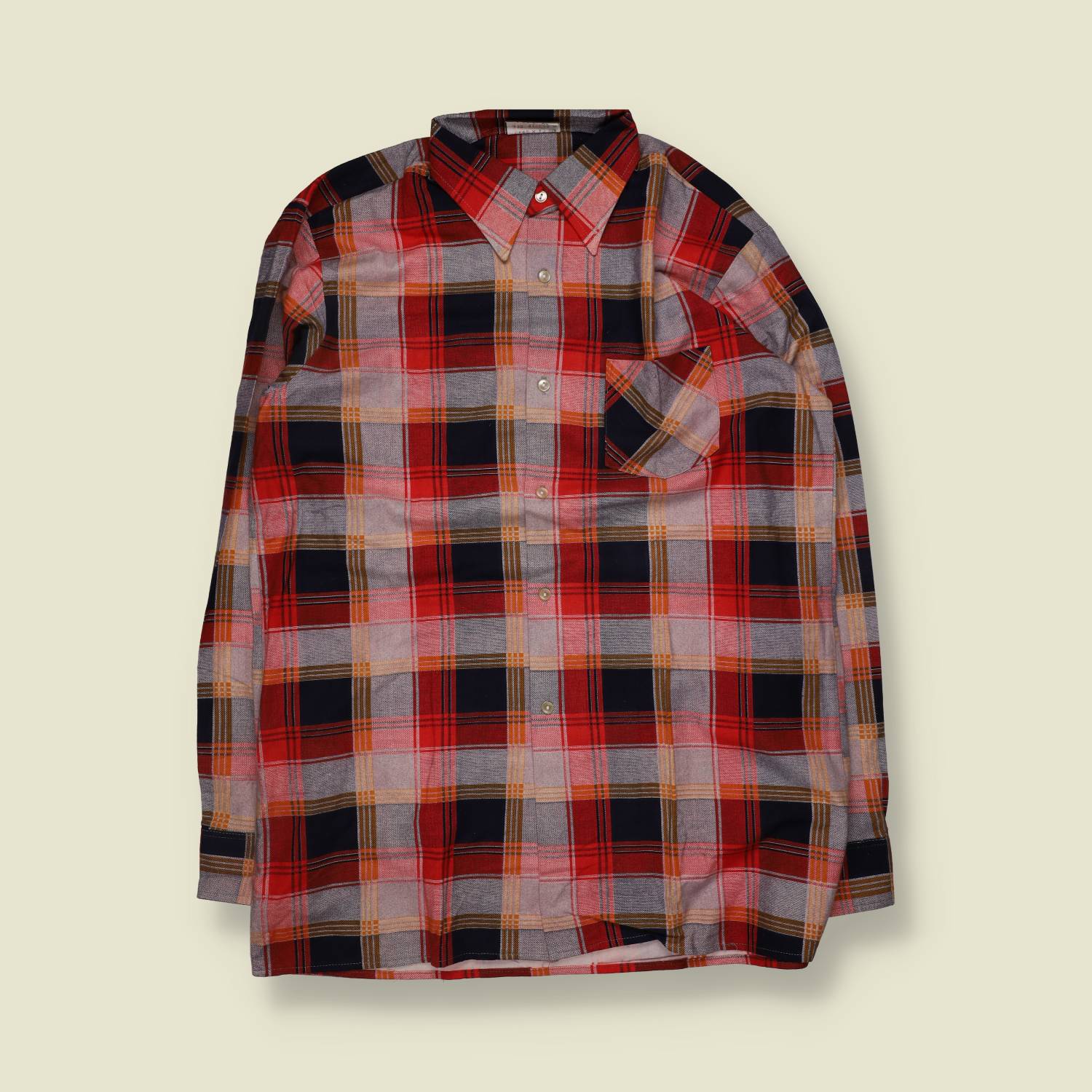 1970s | Flannel Shirt | Red And Blue - XL