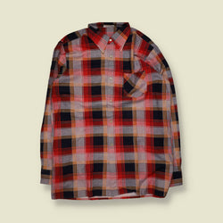1970s | Flannel Shirt | Red And Blue - XL