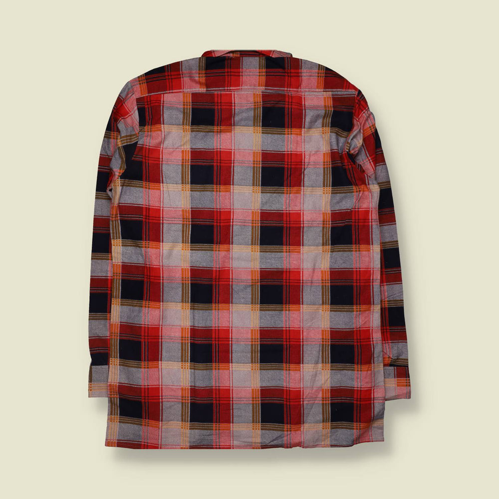 1970s | Flannel Shirt | Red And Blue - XL
