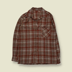 1970s | Wool Blend Flannel Shirt | Rust And Brown - M