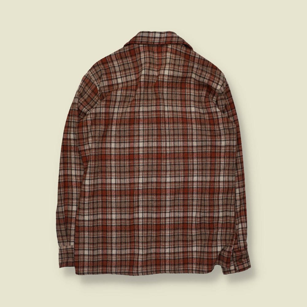 1970s | Wool Blend Flannel Shirt | Rust And Brown - M