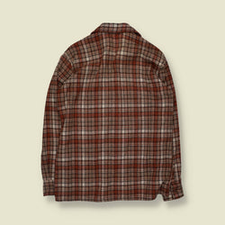 1970s | Wool Blend Flannel Shirt | Rust And Brown - M