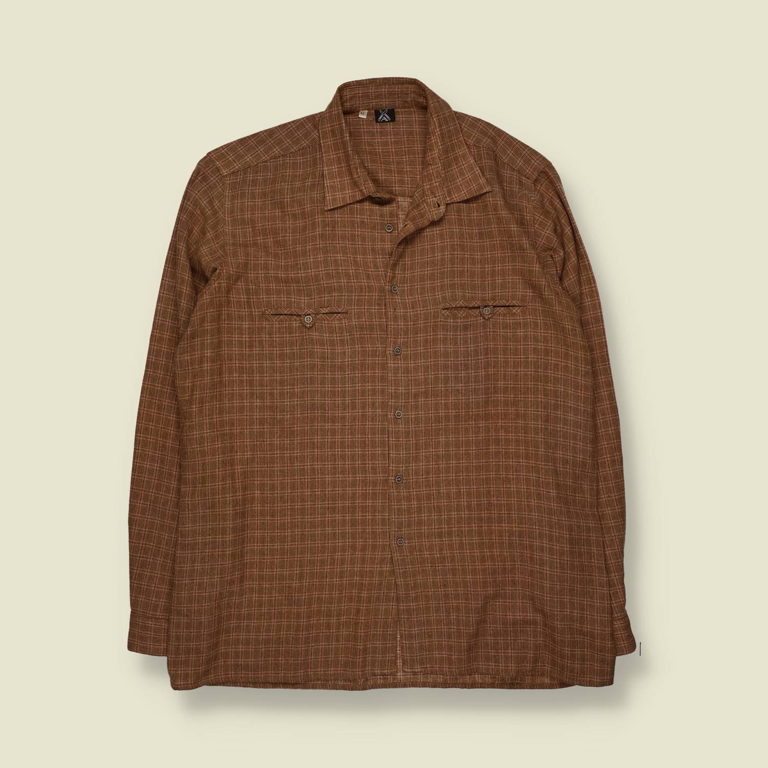 1970s | Wool Blend Flannel Shirt | Brown Check - XL