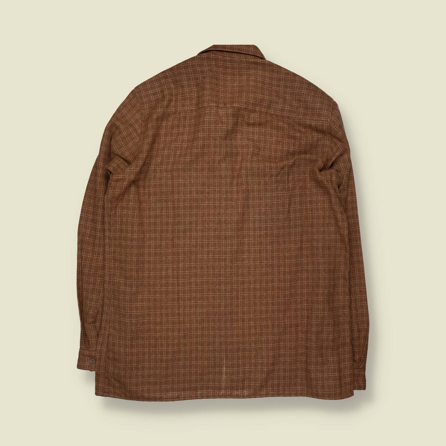 1970s | Wool Blend Flannel Shirt | Brown Check - XL
