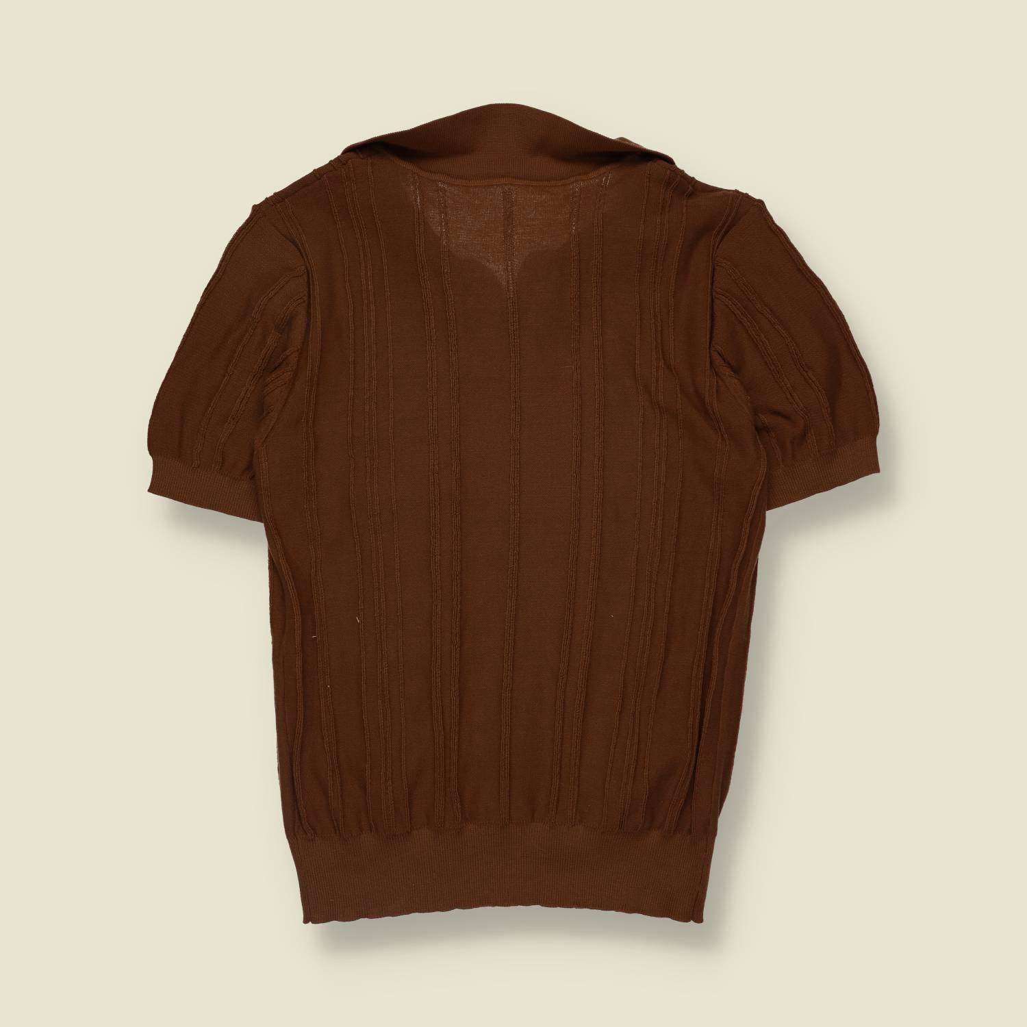 1980s | Knit Polo Shirt | Brown - XS