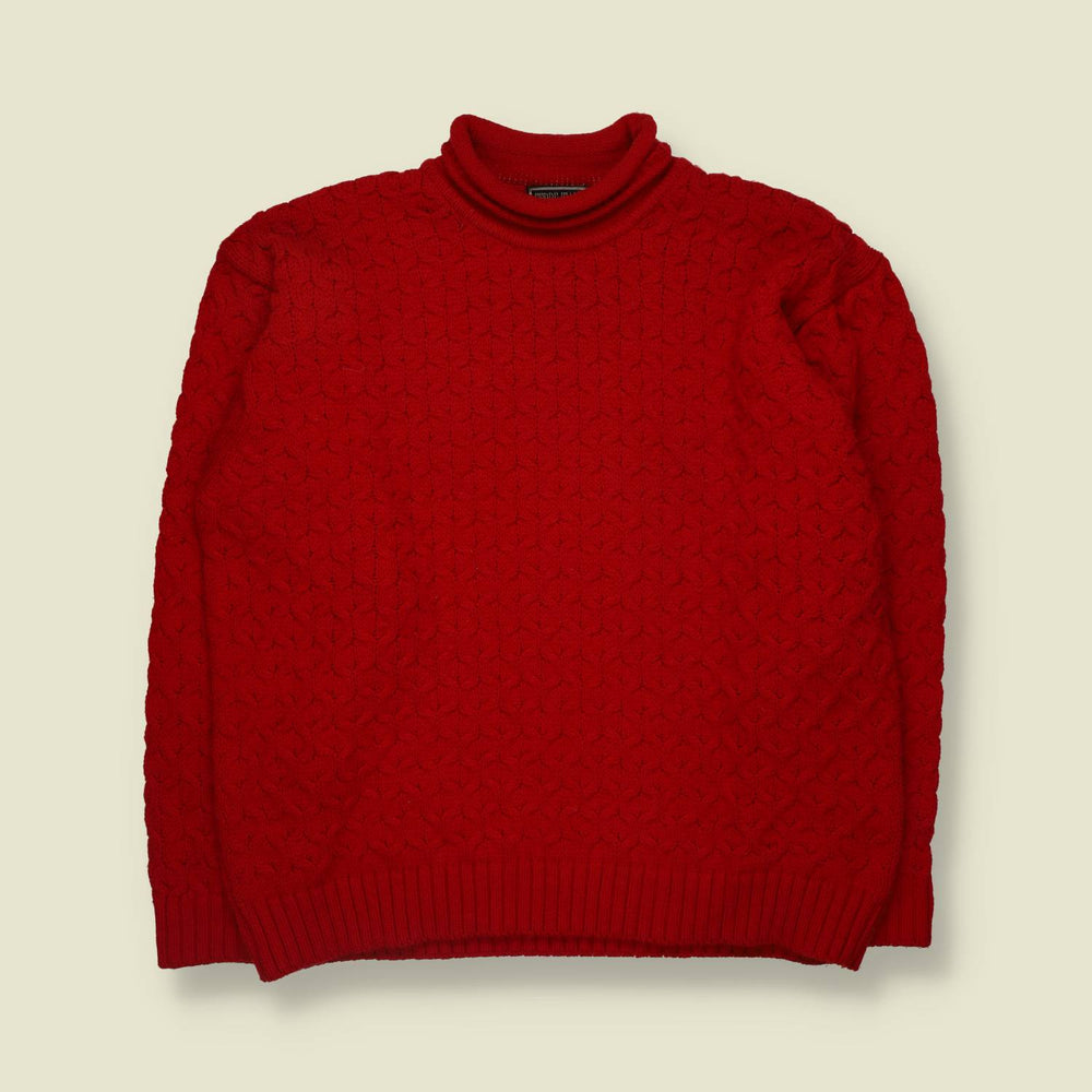 1990s | Ferre | Made In Italy | Wool Blend Roll Neck Jumper | Red - XL