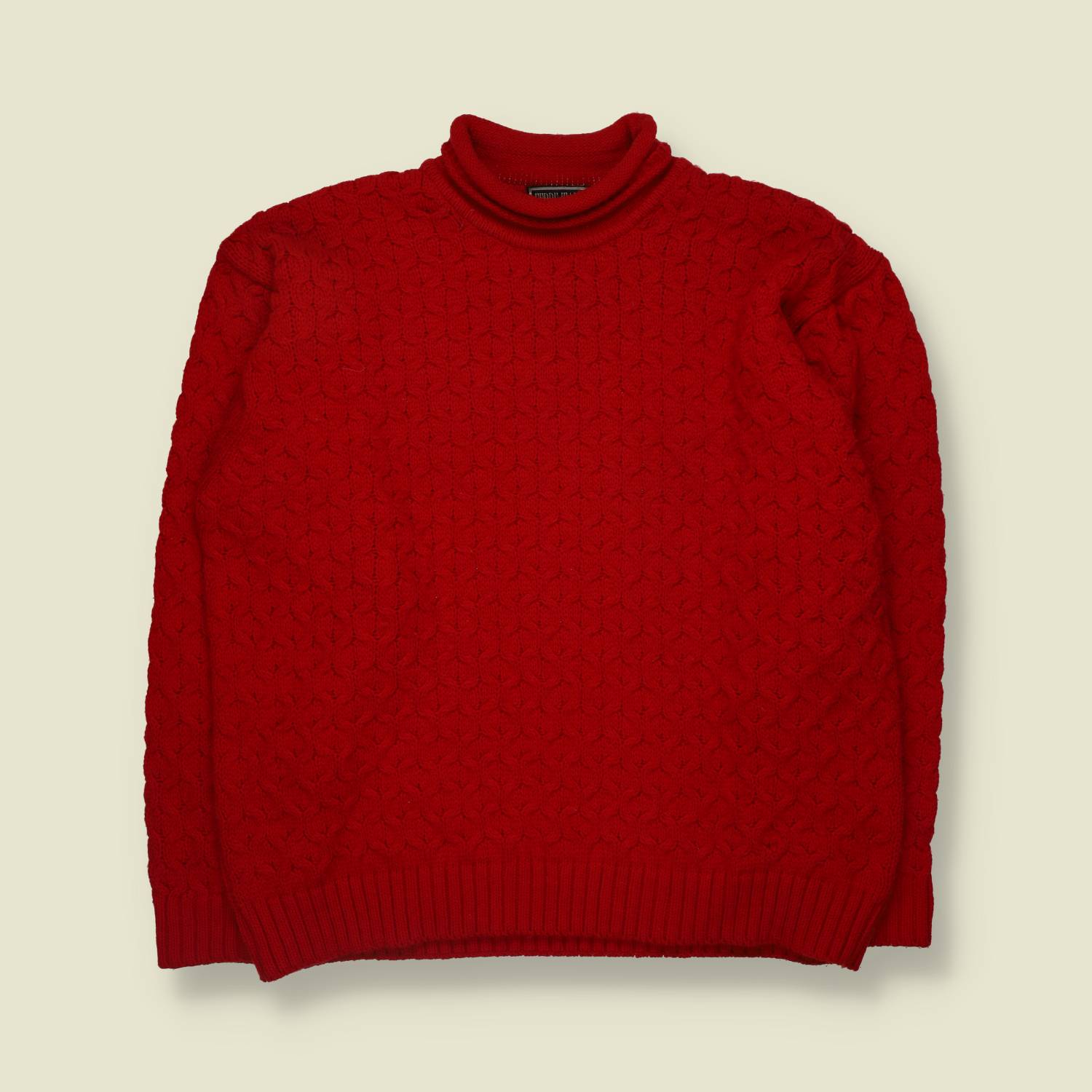 1990s | Ferre | Made In Italy | Wool Blend Roll Neck Jumper | Red - XL