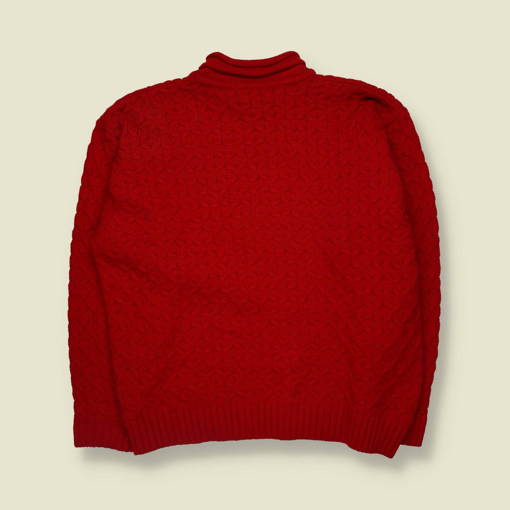 1990s | Ferre | Made In Italy | Wool Blend Roll Neck Jumper | Red - XL