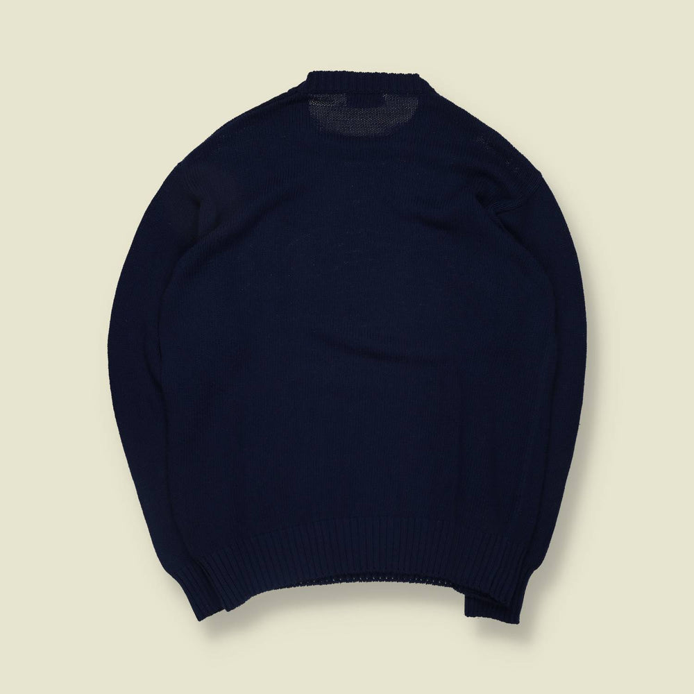 1990s | Valentino | Made In Italy | Knit Jumper | Navy - XL