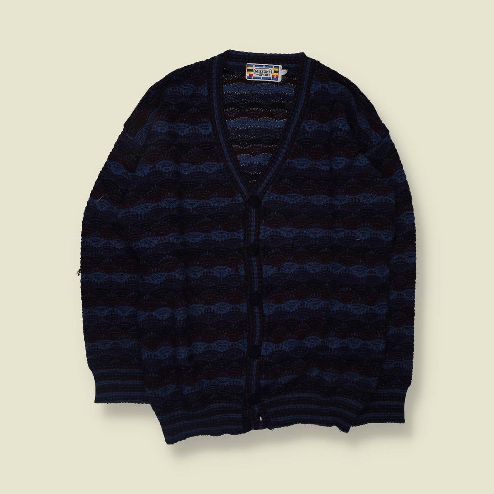1990s | Missoni Sport | Made In Italy | Knit Cardigan | Navy - L