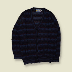 1990s | Missoni Sport | Made In Italy | Knit Cardigan | Navy - L