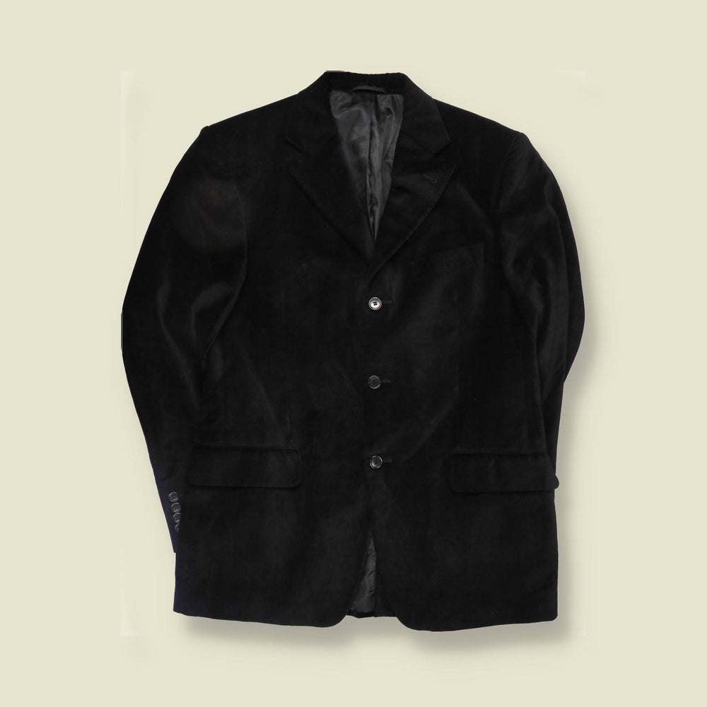 1990s | Velvet Blazer | Black - M