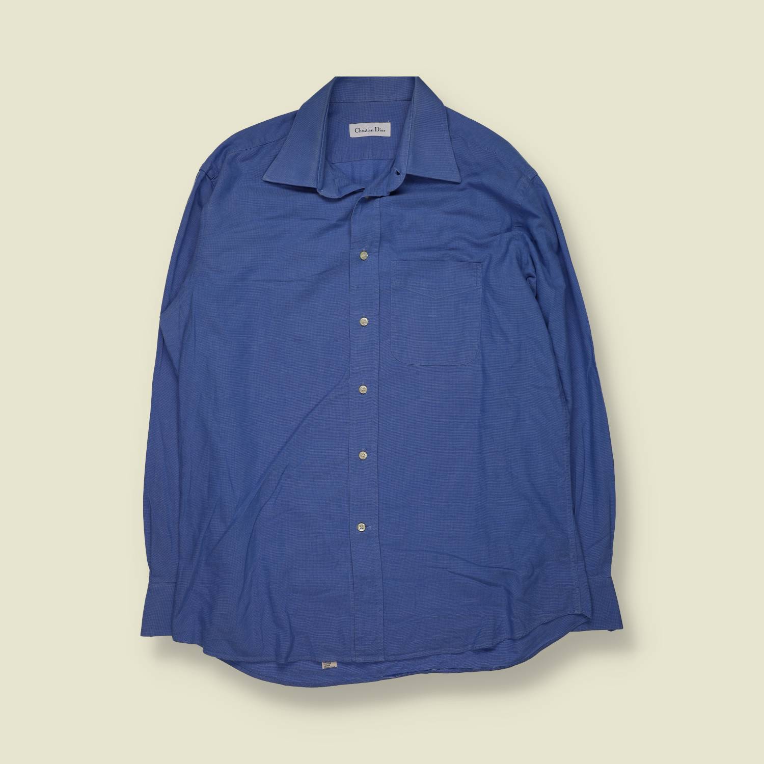 1990s | Christian Dior | Made In Italy | Cotton Shirt | Blue - XL