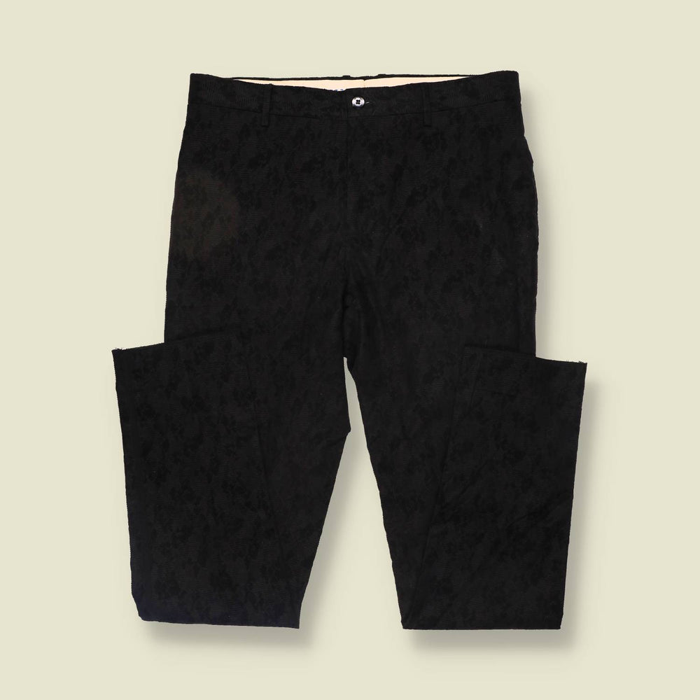 1990s–2000s | Etro | Made In Italy | Patterned Corduroy Trousers | Black - w32