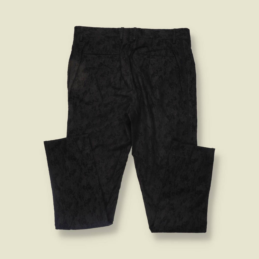 1990s–2000s | Etro | Made In Italy | Patterned Corduroy Trousers | Black - w32