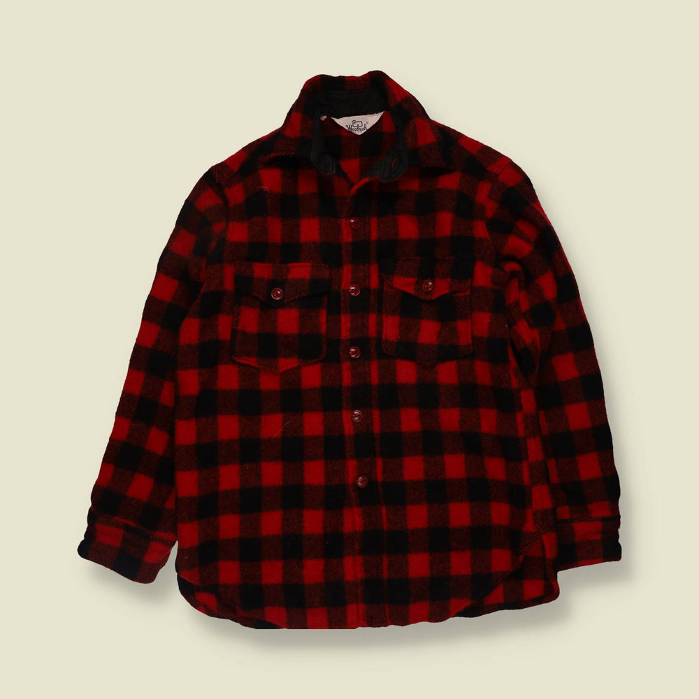 1970s | Woolrich | Wool Shirt Jacket | Red Buffalo Plaid - XXS