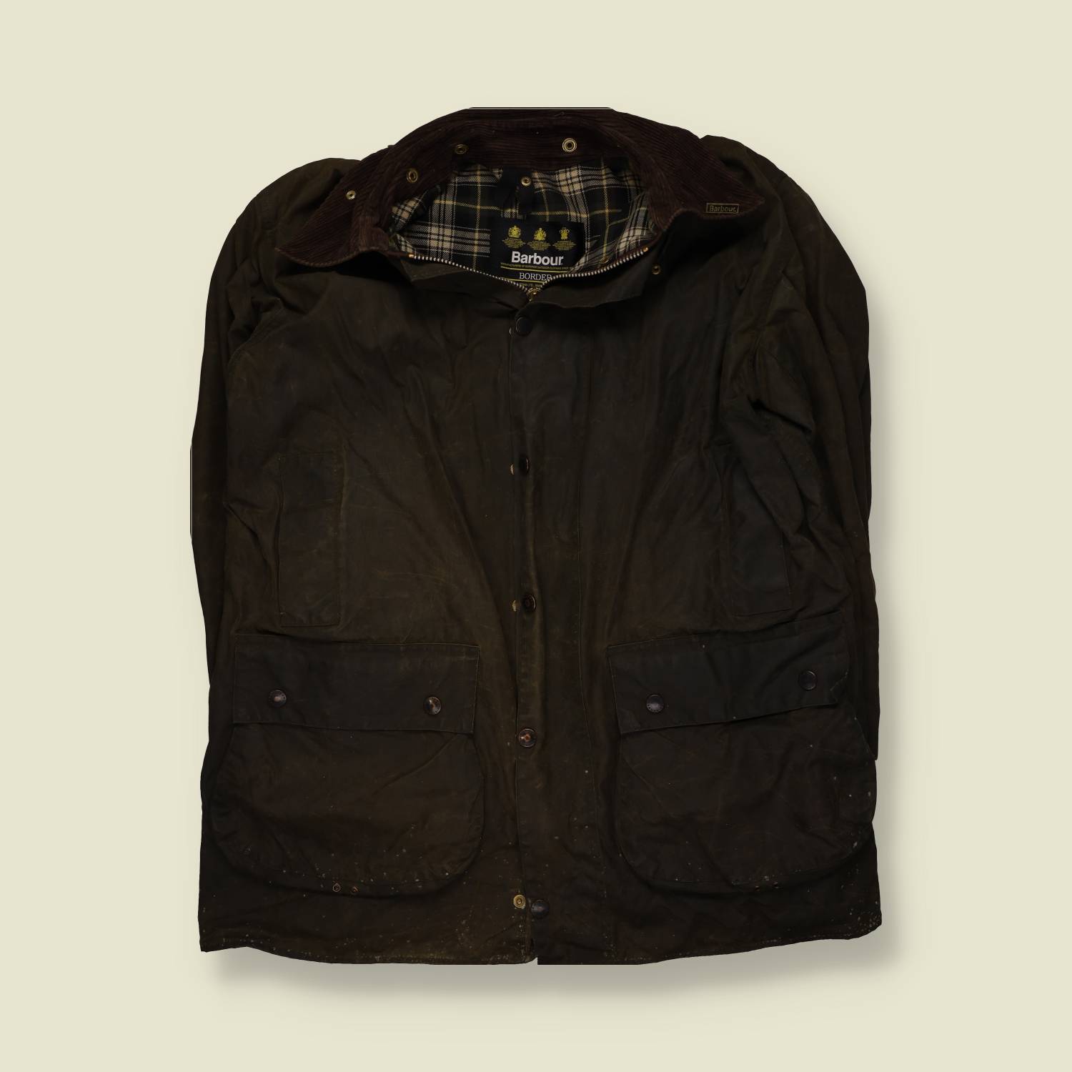1990s | Barbour | Made In England | Border Waxed Jacket | Olive - XXL