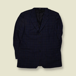 1990s | Yves Saint Laurent | Check Blazer | Navy - XL