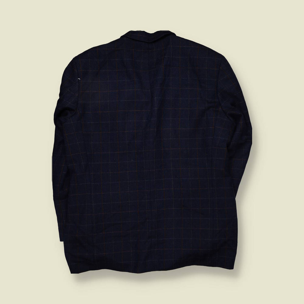 1990s | Yves Saint Laurent | Check Blazer | Navy - XL