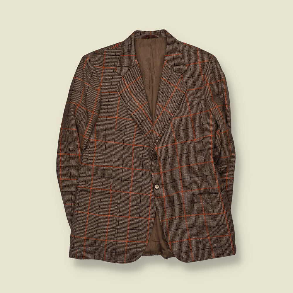 1970s | Blazer | Brown Windowpane Check - S