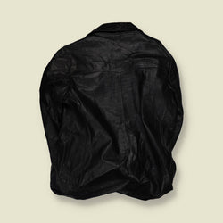 1960s | Lined Leather Coat | Black - XXL
