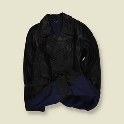 1970s | Leather Coat | Black - L