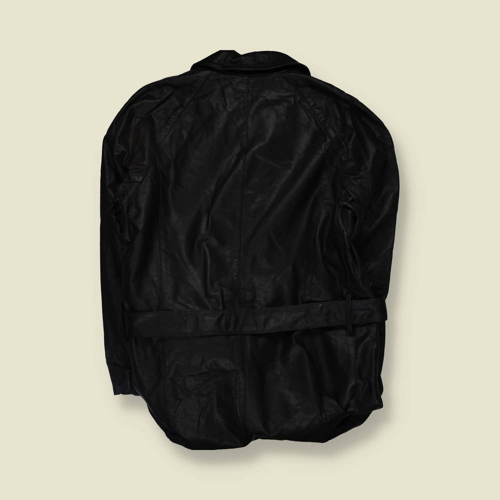 1970s | Leather Coat | Black - L