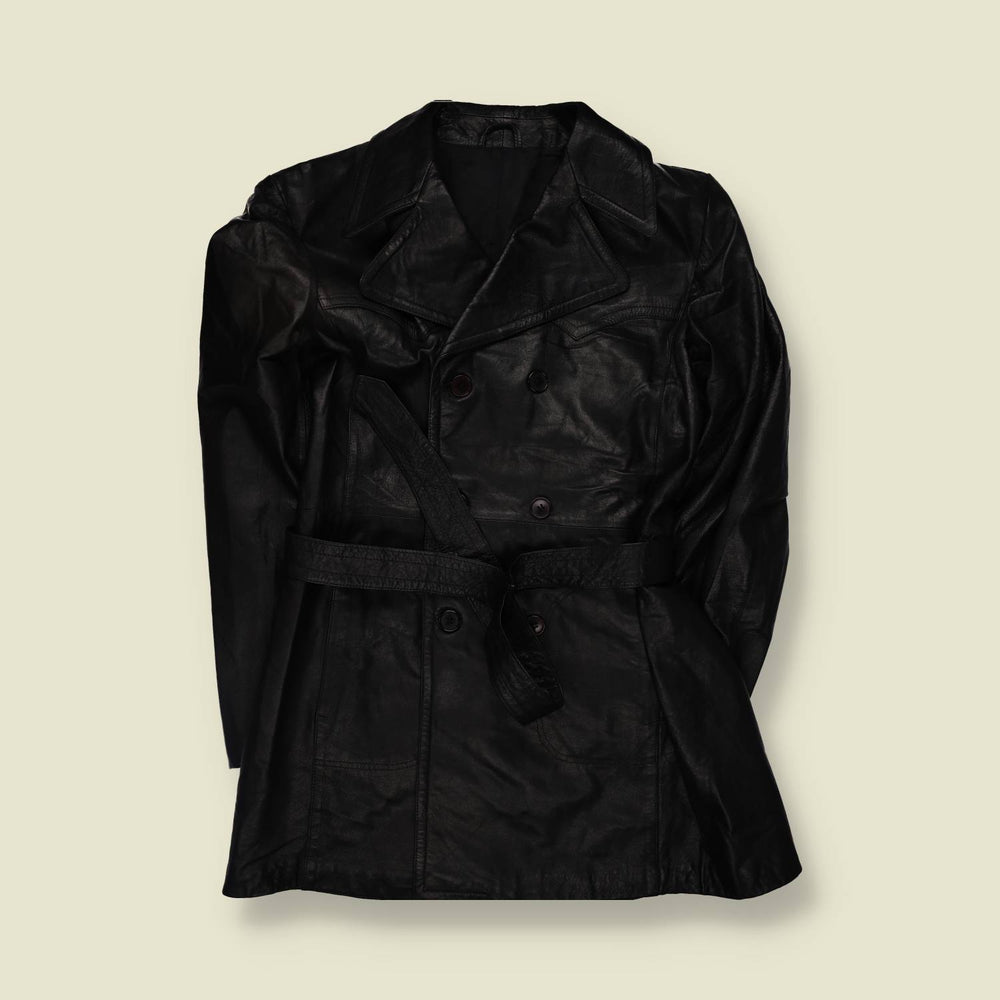 1970s | Lightweight Leather Coat | Black - XS